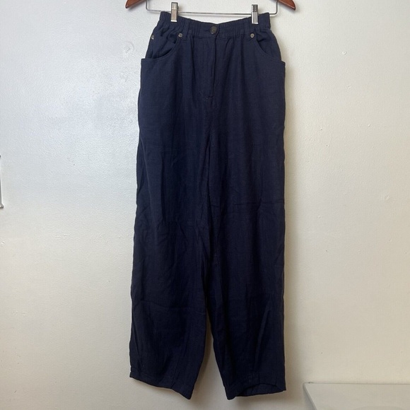 L.F. Markey Fergus Trouser // navy blue // 100% linen - Picture 3 of 8